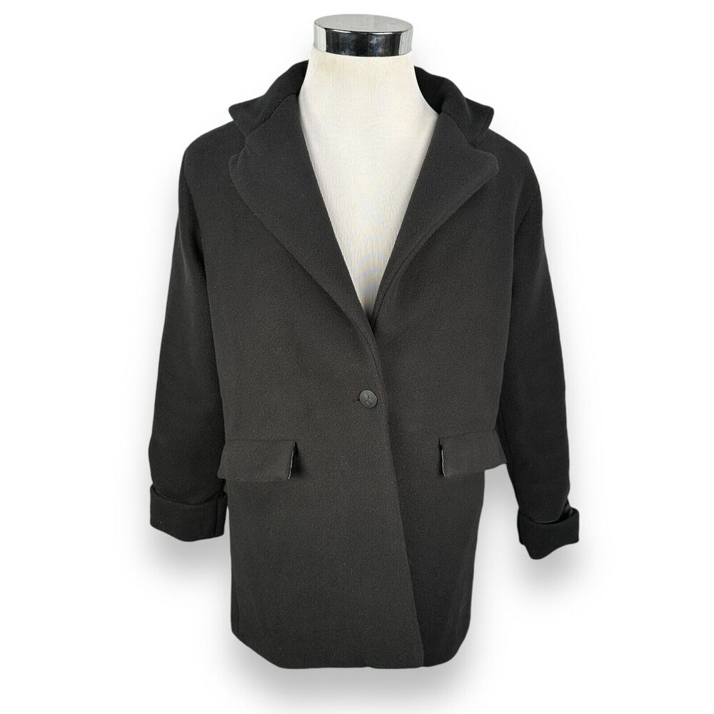 Dudley Stephens Fleece Peacoat Womens Medium Black Polyester Coat Jacket Stretch
